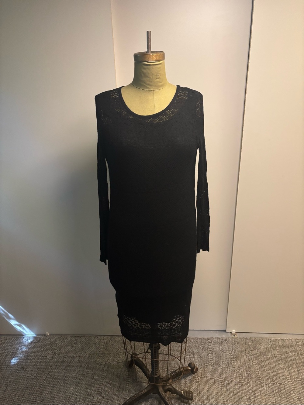 Black Long Sleeve Knit Dress